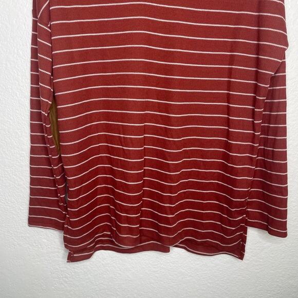 White Birch Womens Top Size M Burnt Orange Striped V-Neck Long Sleeve - Picture 7 of 16